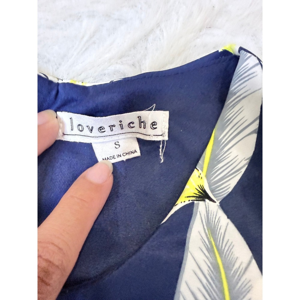 Loveriche Navy Tropical Floral Sheath Dress Size S Sleeveless Career Vacation - Picture 6 of 10